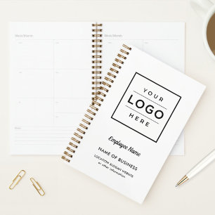 Custom White Business Logo and Employee Name Planner