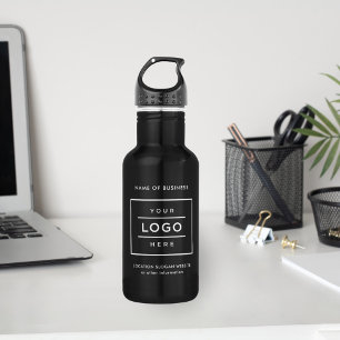 Custom White Business Logo Branded Black 532 Ml Water Bottle