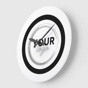 Custom White Business Logo Branded Company Large Clock
