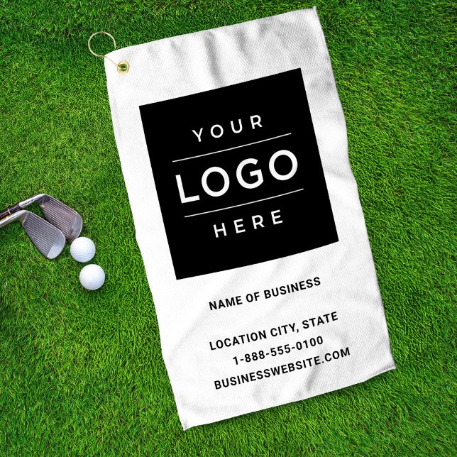 Custom White Business Logo Company Branded Golf Towel (Creator Uploaded)