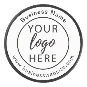 Custom White Business Logo Hockey Puck