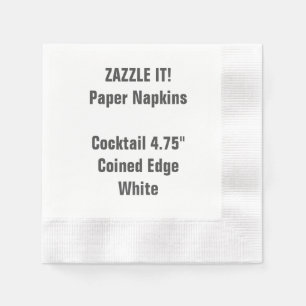 Custom WHITE Coined Cocktail Paper Napkin Blank