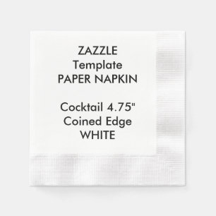 Custom WHITE Coined Cocktail Paper Napkin Template
