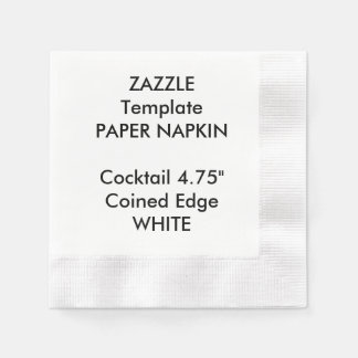 Custom WHITE Coined Cocktail Paper Napkin Template