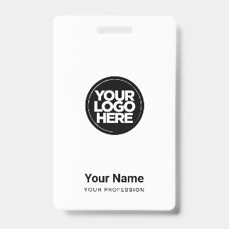 Custom White Company Logo Name Title Bar Code Badge