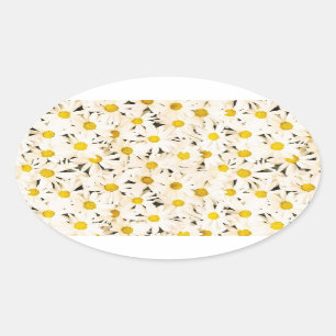 Custom White Daisies Blank Elegant Nature Template Oval Sticker