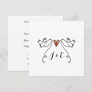 Custom White Doves Love Heart Faire-part de mariag