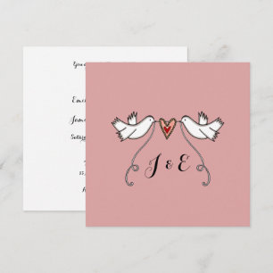 Custom White Doves Love Heart Wedding Invitation