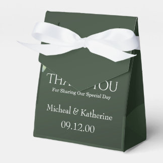 Custom White Floral And Emerald Green Thank You Favor Box