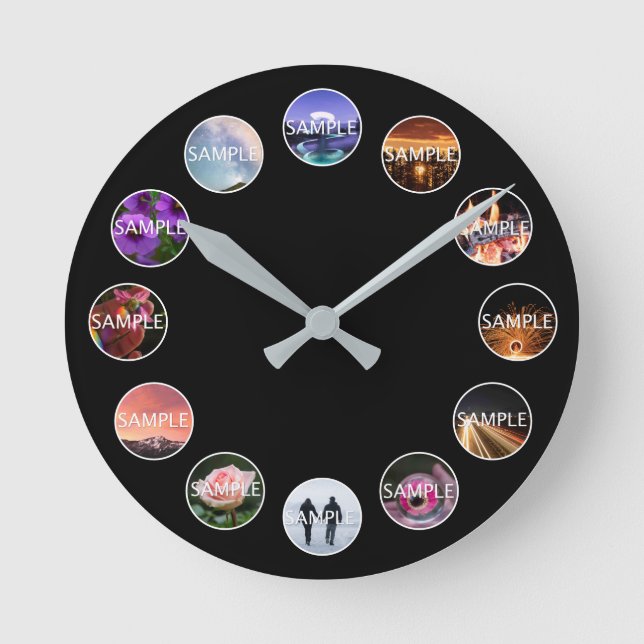 Custom White Framed 12 Photo Clock  (Front)