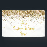 Custom White Gold Birthday Party Photo Booth Prop Banner<br><div class="desc">Birthday party photo booth banner, custom welcome sign backdrop tapestry, bachelorette trip prop sweet 16, quinceanera 40th 50th personalized 30th, 21st 16th fifteen sixteen twenty-fifth, twenty first 18th 15th 25th, for anniversary eighteenth twinkle wife, white and gold glitter daughter, bridal shower hen night weekend, wedding reception sparkly trip, sparkle them...</div>