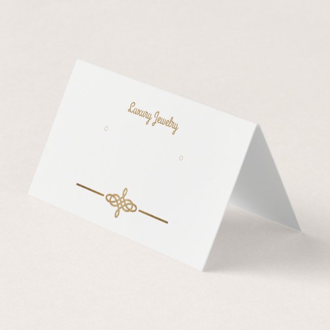 Custom White "Gold" Stud Earring Display Cards (Front)