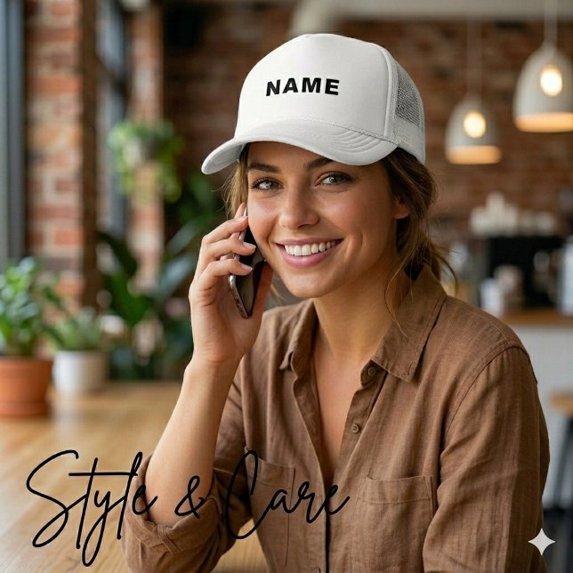 Custom White Hat Featuring Bold NAME Letter Design (Custom White Hat Featuring Bold NAME Letter Design)