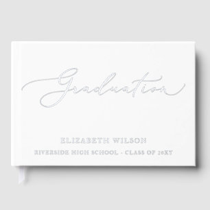 Custom White High School Grad Party Graduation Guest Book