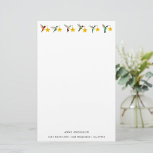 Custom White Holdidays Hummingbirds Stationery