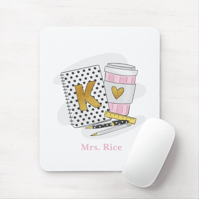 Custom White Kindergarten Teacher Appreciation Mouse Pad (With Mouse)