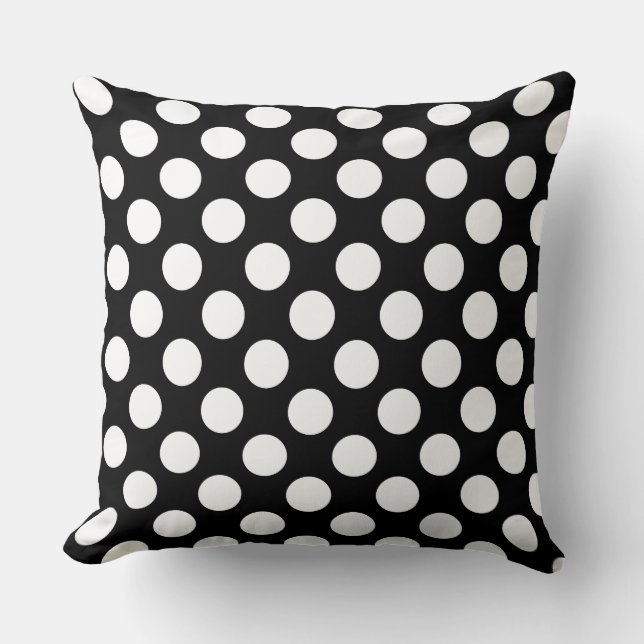Custom White Large Polka Dot Throw Pillow (Front)