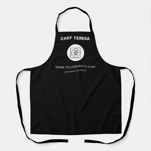 Custom White Logo Design for Business Promotion Apron (Front)
