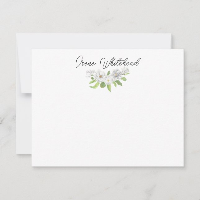 Custom White Magnolia Note Card (Front)
