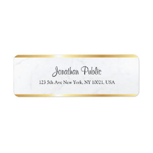 Custom White Marble Faux Gold Handwritten Script