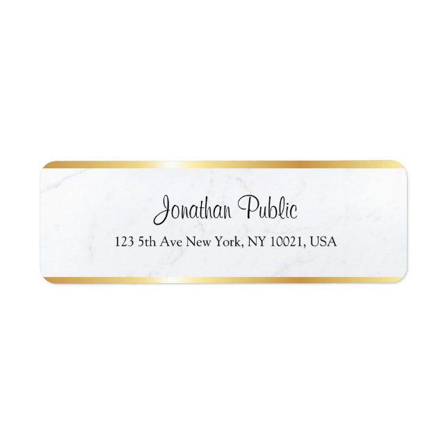 Custom White Marble Faux Gold Handwritten Script (Front)