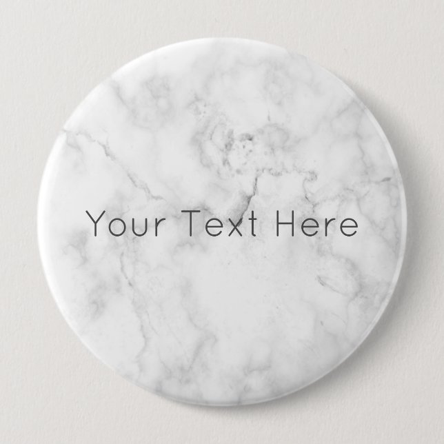Custom White Marble Giant Round Badge 4 Inch Round Button (Front)