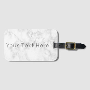 Custom White Marble Luggage Tag with Card Slot