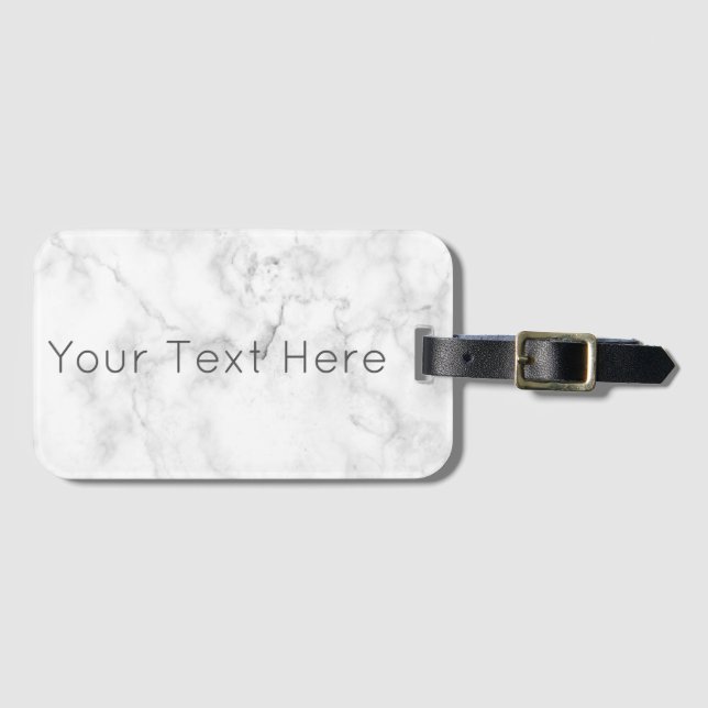 Custom White Marble Luggage Tag with Card Slot (Front Horizontal)