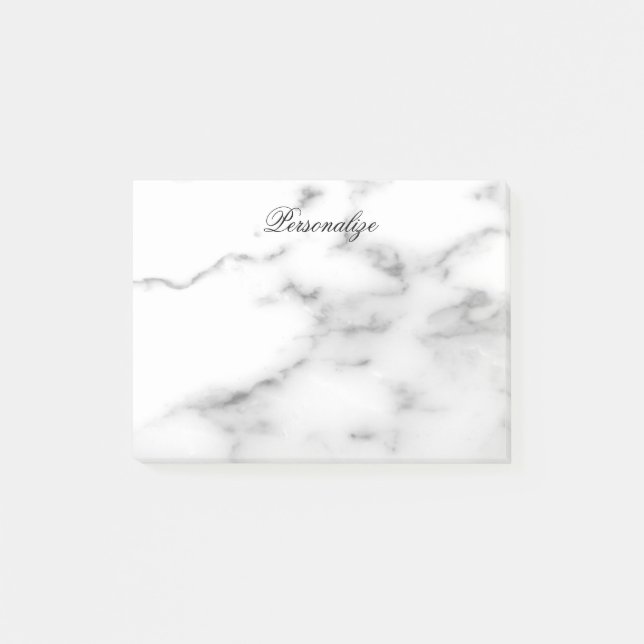 Custom white marble stone background post-it notes (Front)