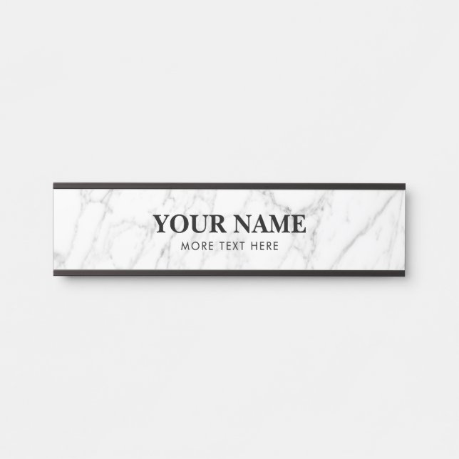 Custom white marble stone hanging desk name plate (Front)