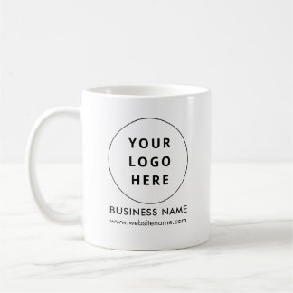 Custom White Modern Business Logo and QR Code Coffee Mug