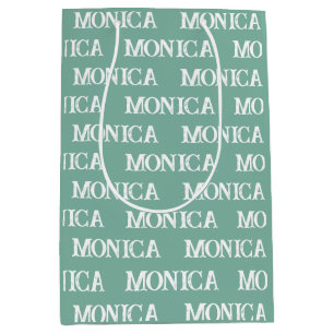 Custom white name typography medium gift bag