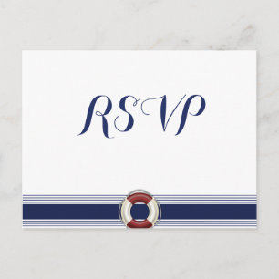 Custom White Nautical Wedding RSVP Postcards