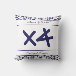 Custom White Navy Name Quote Wedding Keepsake Throw Pillow