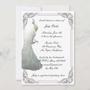 Custom White Peacock Bridal Shower Invitation