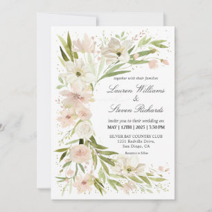 Custom White Pink Green Whimsical Romantic Corner Invitation