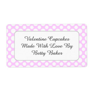 Custom White Polka Dots on Pink Baking Label