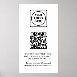 Custom White QR Code   Professional Business  Poster