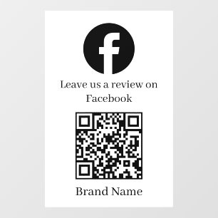 Custom White QR Facebook Review Business Display Window Cling