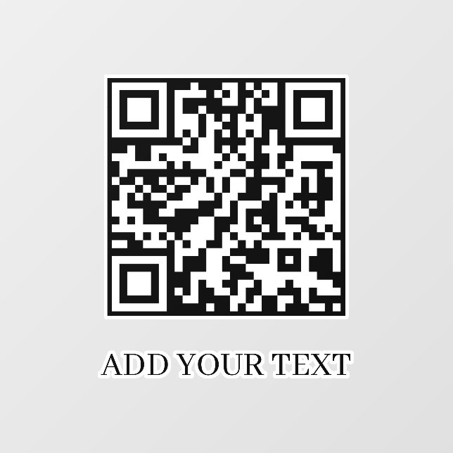 Custom White QR | Modern Minimalist Text Display Window Cling (Sheet)