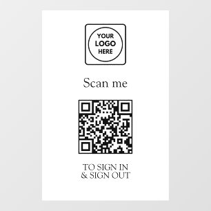 Custom White QR Sign-In   Visitor & Employee  Window Cling