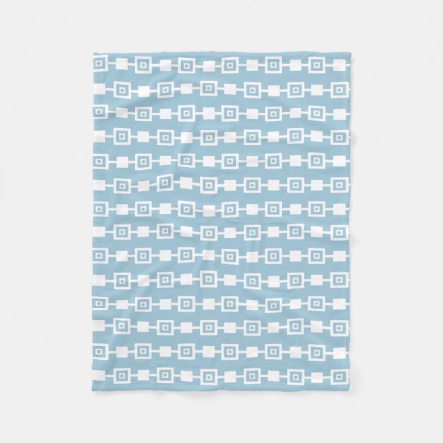 Custom White Retro Square Pattern Fleece Blanket (Front)