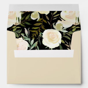 Custom White Rose Beige Wedding Envelope