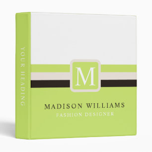Custom White Sage Green Black Colour Block Binder