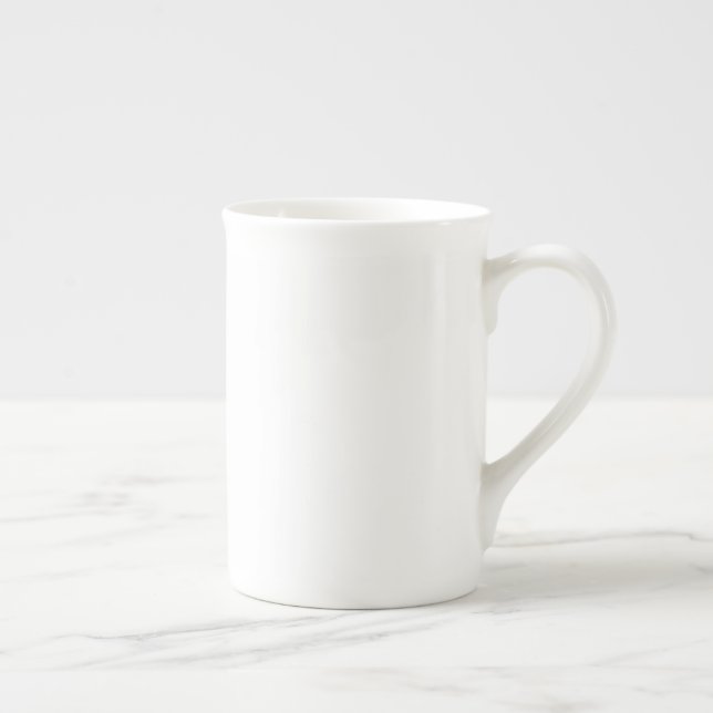 Custom white simple Design Add Photo or Text Bone China Mug (Right)