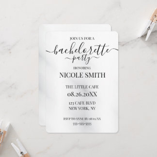 Custom White Smudge Bachelorette Party Invitation