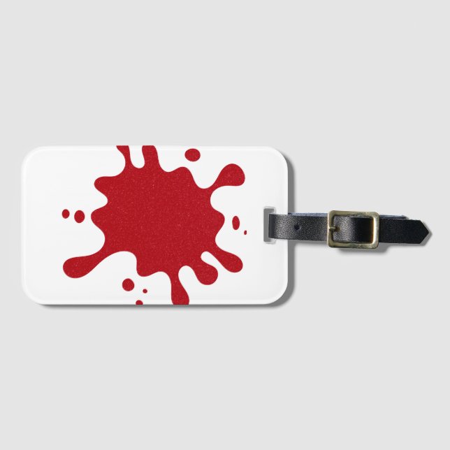 Custom White Tag with Tomato Red Splash Design (Front Horizontal)