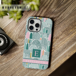 Custom White Teal Green Pink Abstract Pattern iPhone 15 Pro Max Case
