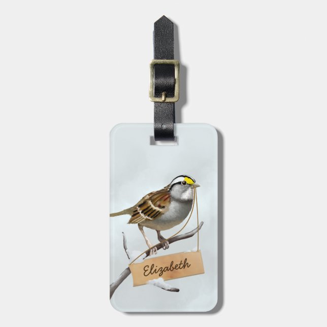 Custom White throated sparrow Luggage Tag (Front Vertical)