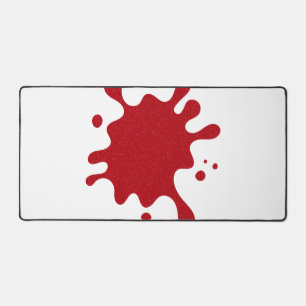 Custom White & Tomato Red Ink Splash Desk Mat
